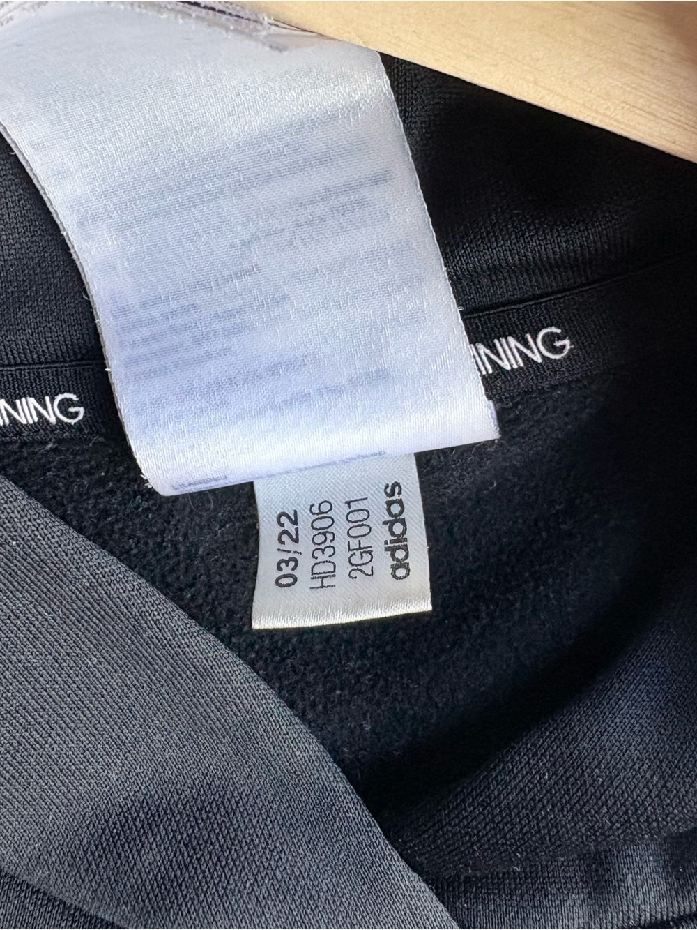 adidas AEROREADY Big Logo Hoodie Black / White - Size XS - Picture 12 of 13